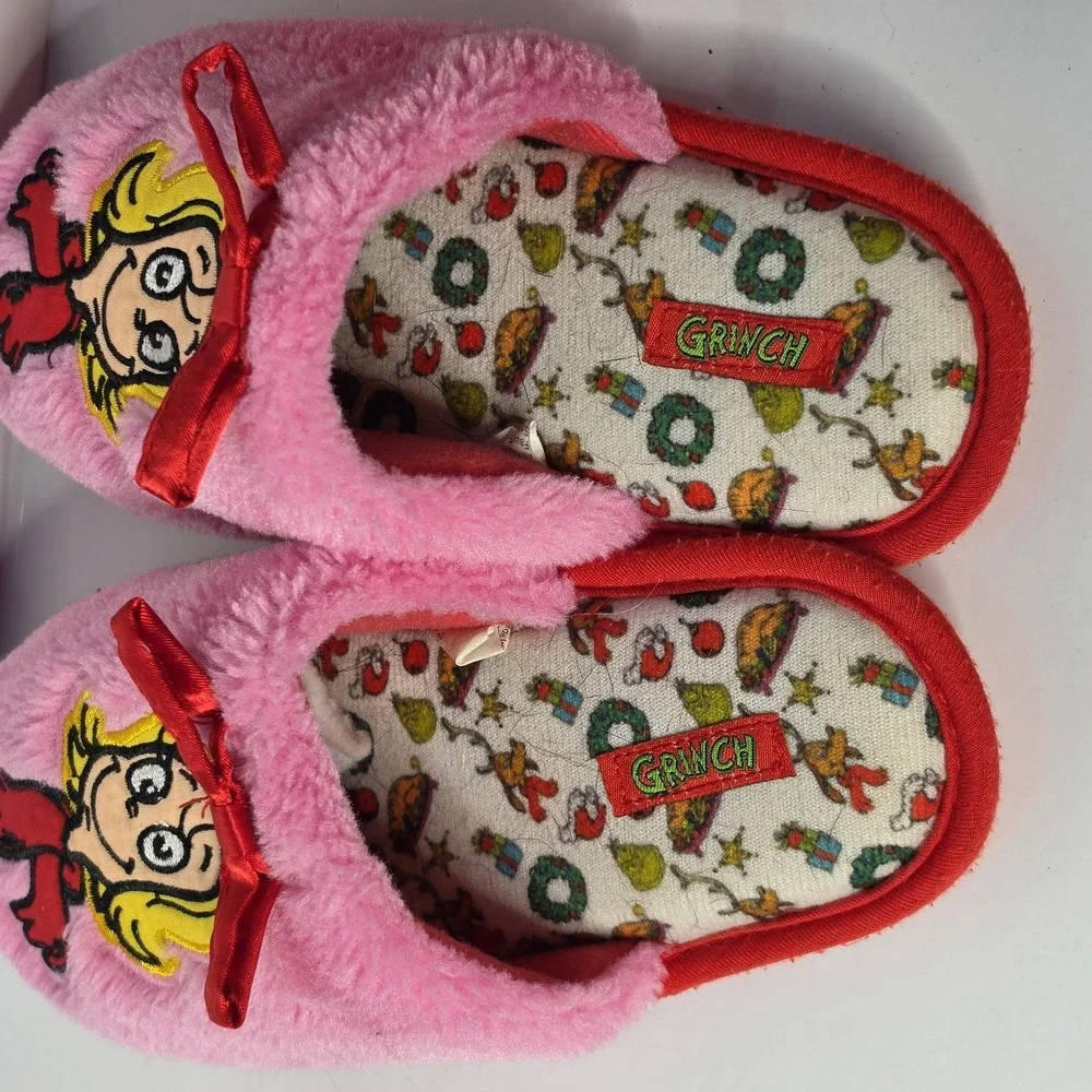 Dr. Seuss The Grinch & Cindy Lou Who Slippers House Shoes Size 11/12 Lot Of 2 Pr